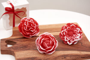 Red Peony, Dahlia Soap Flowers | Elegant Scented Gift for Weddings & Christenings | Scented Soap Flowers