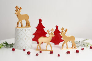 Christmas Deer Decorations for Winter Holidays | Shelf Ornament | Festive Christmas deer figurines for holiday decor | Christmas Gift | Stag