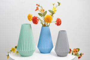 Ribbed decorative vase Perfect for dried flower arrangement Modern shelf ornament Original gift for plant lover