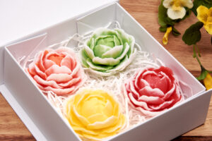 Handmade Scented Soap Flower Gift Box – Decorative Floral Peony Soaps with Organic Shea Butter
